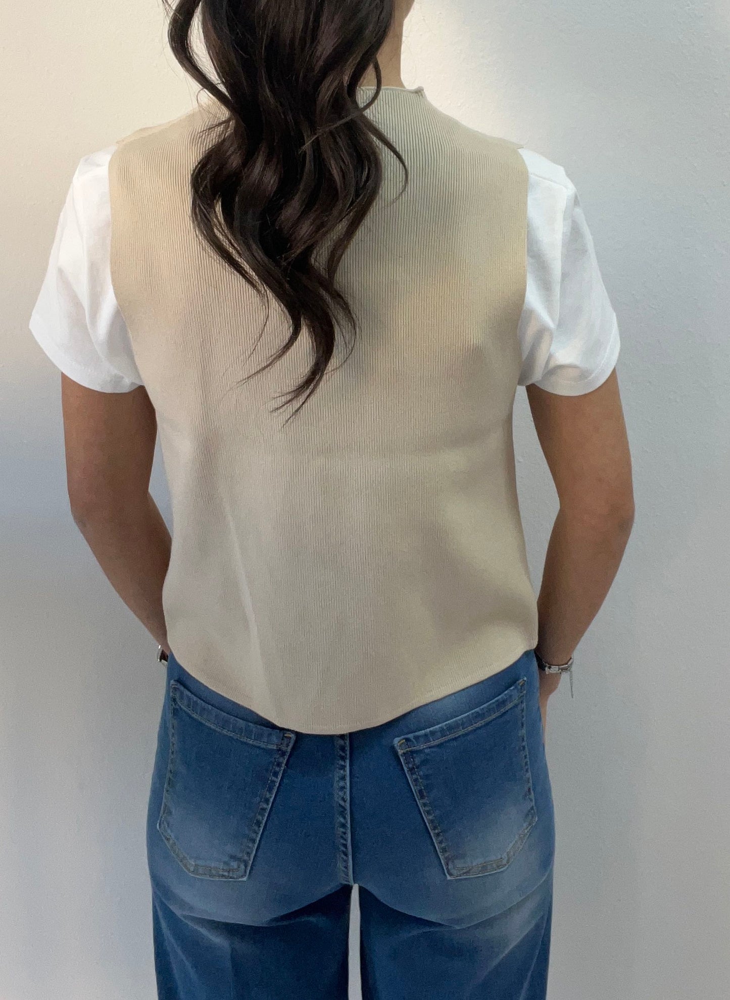VICOLO GILET IN MAGLIA SABBIA TU