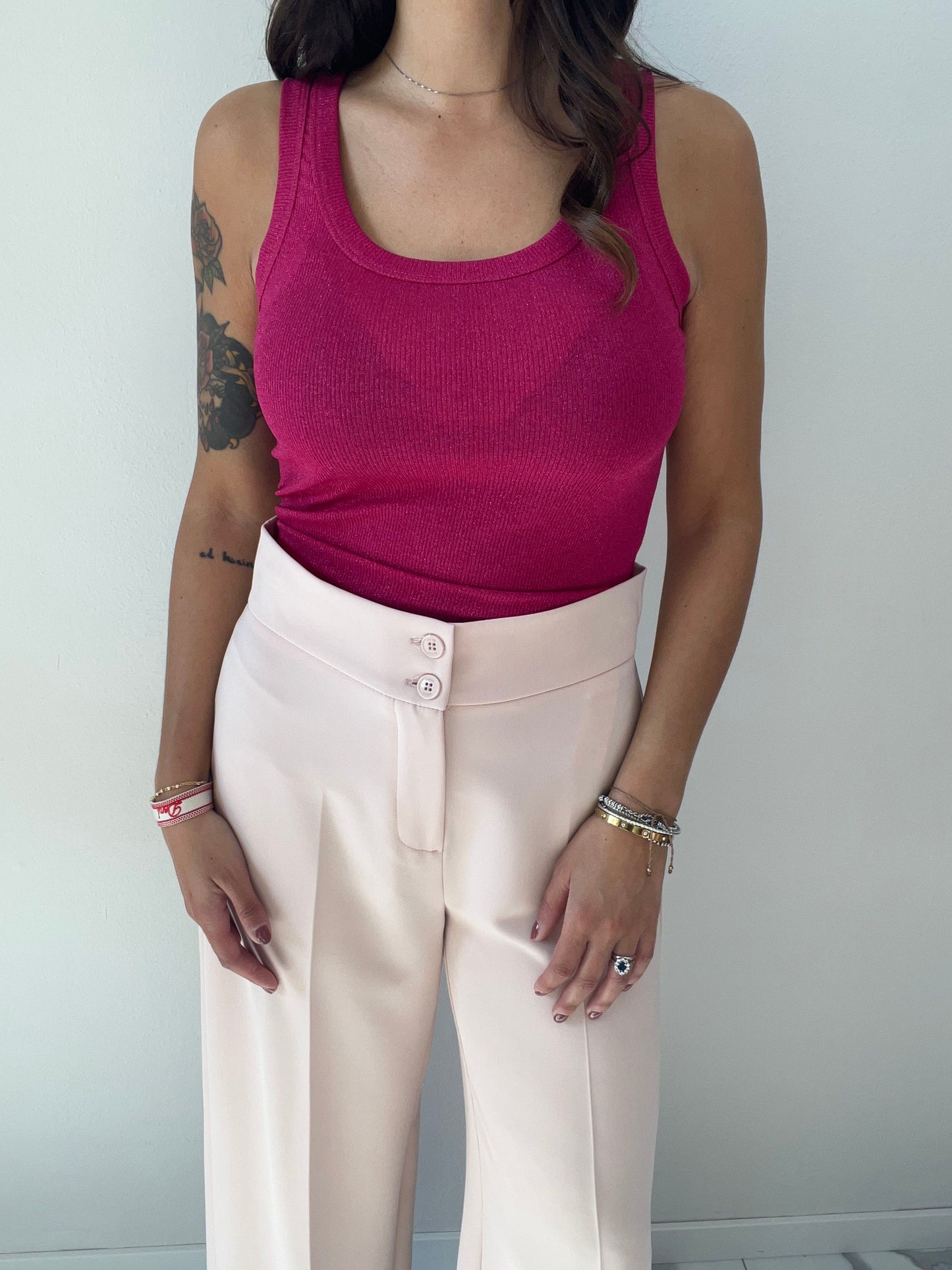 MARYLEY PANTALONE PALAZZO TECNICO ROSA