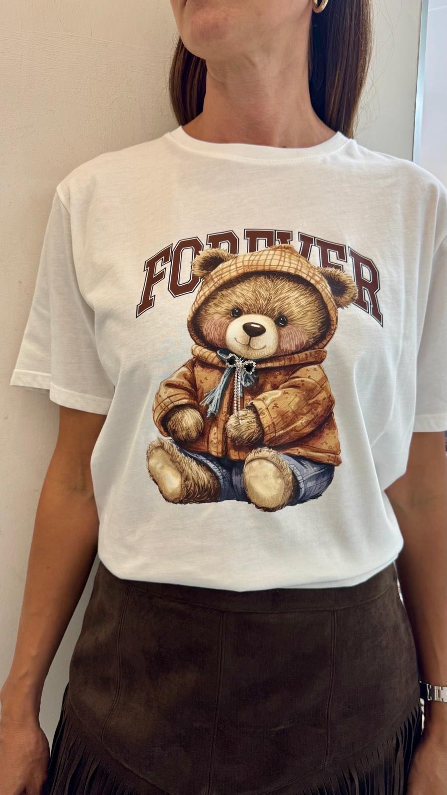 T-SHIRT ORSETTO FOREVER BIANCA