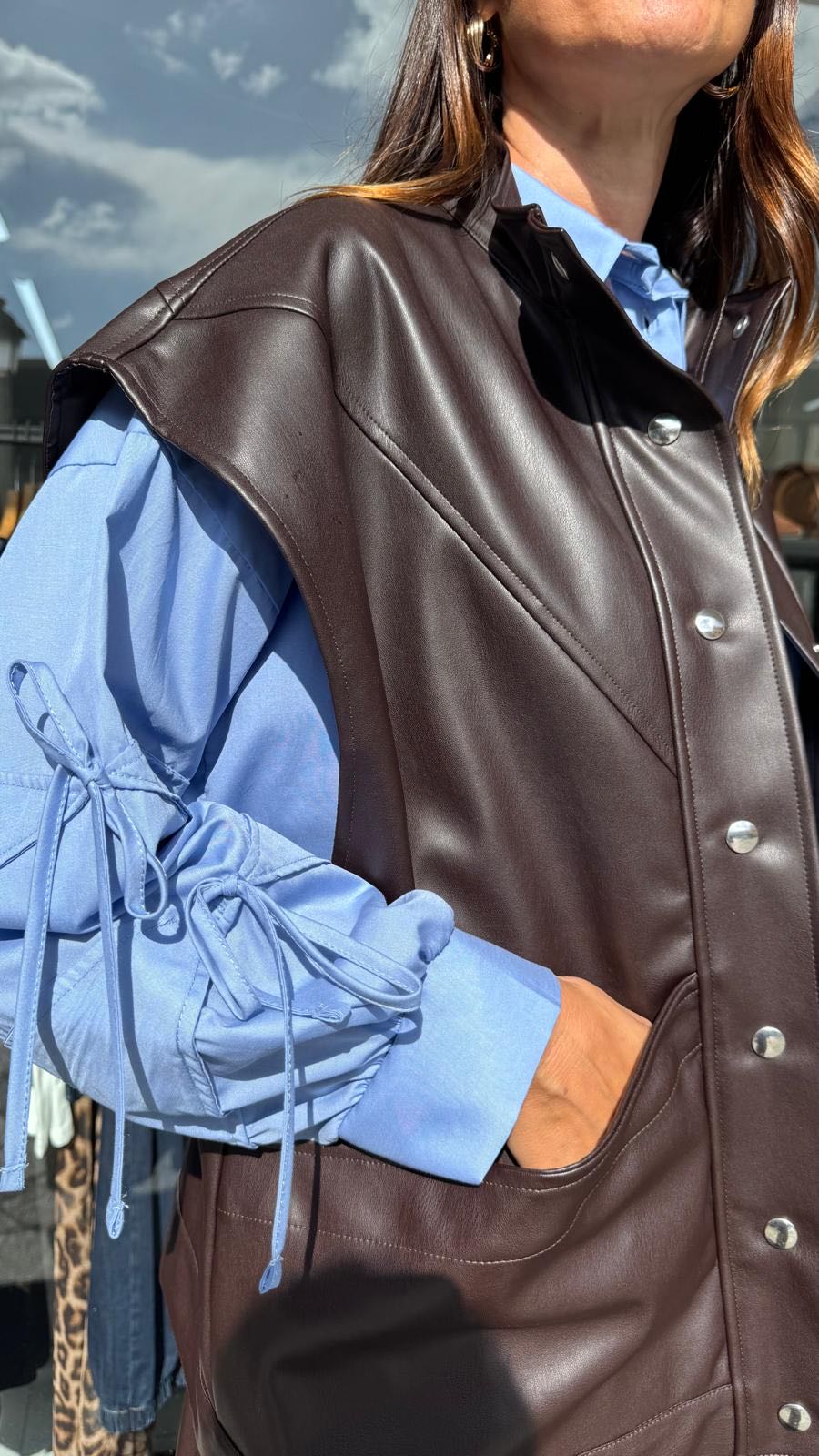 BOMBER ECOPELLE SMANICATO MORO