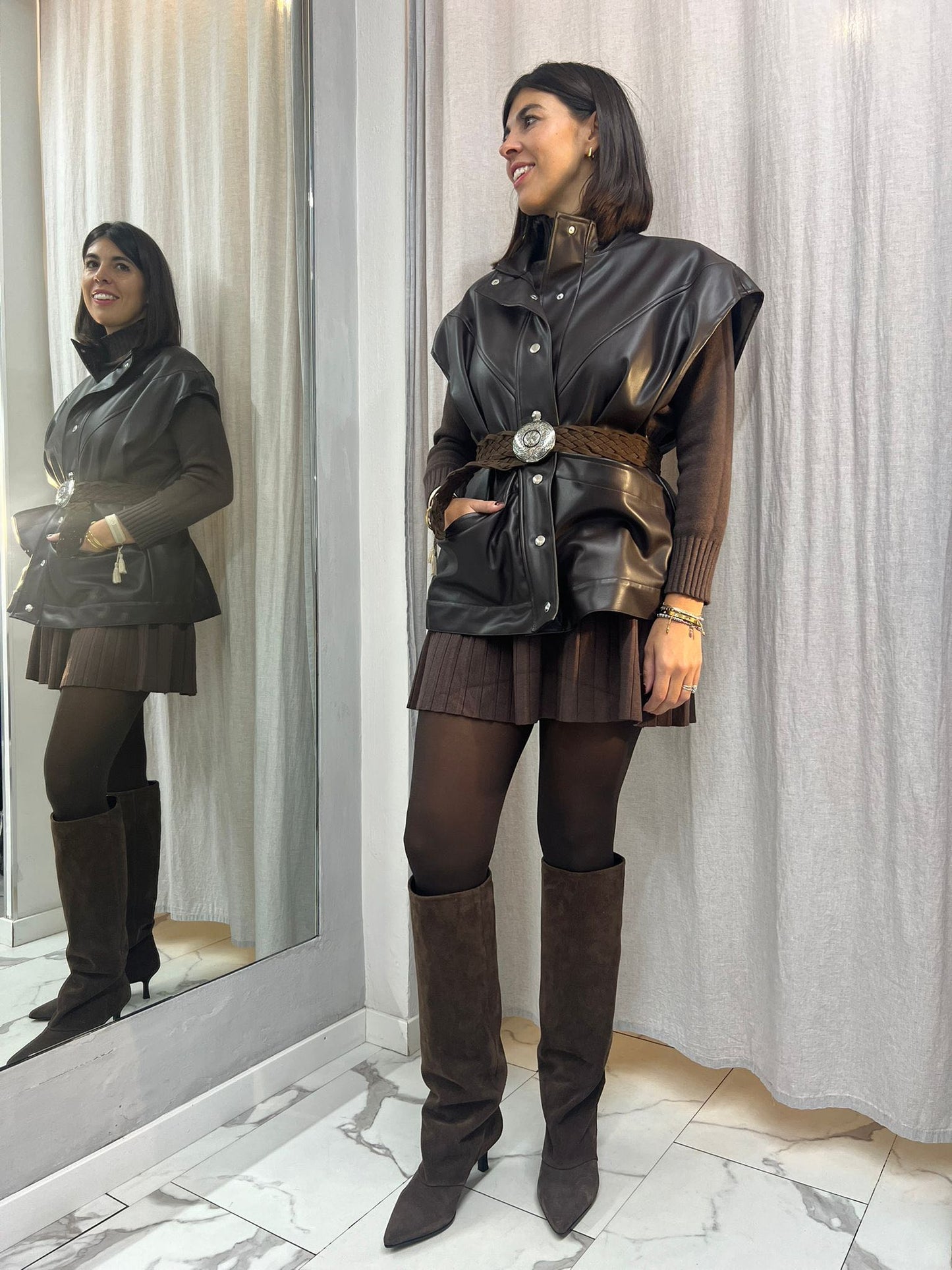 BOMBER ECOPELLE SMANICATO MORO