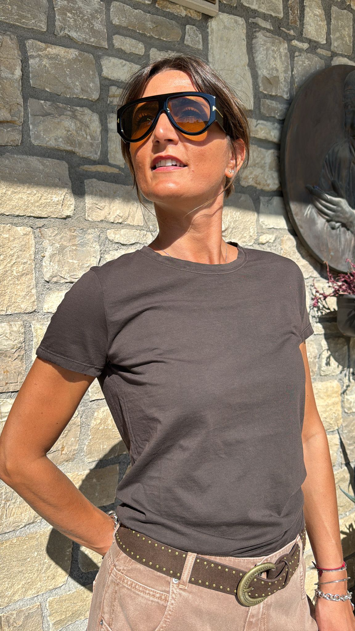 T-SHIRT COTONE BASIC CIOCCOLATO