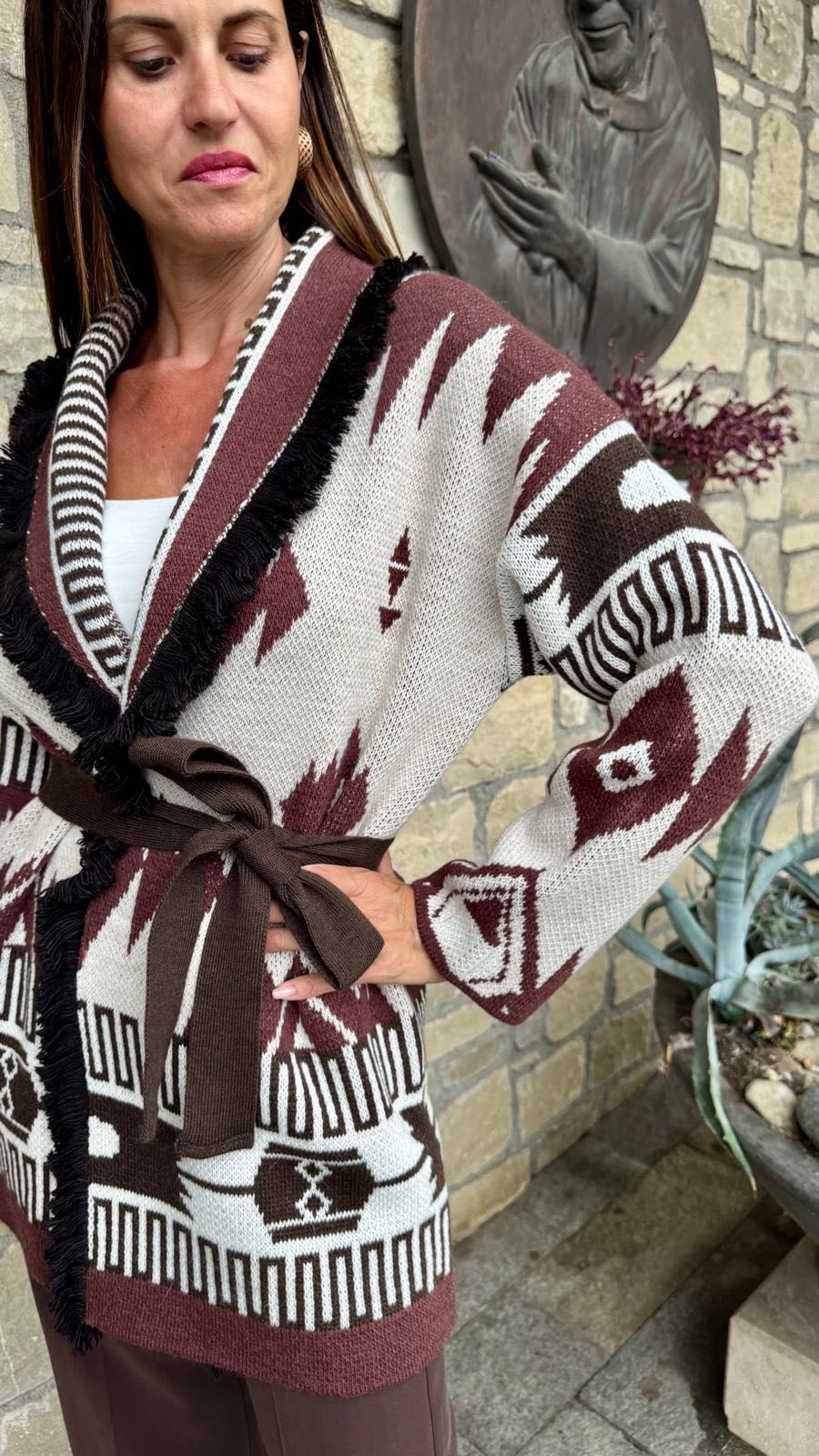 CARDIGAN PANNA E CIOCCOLATO