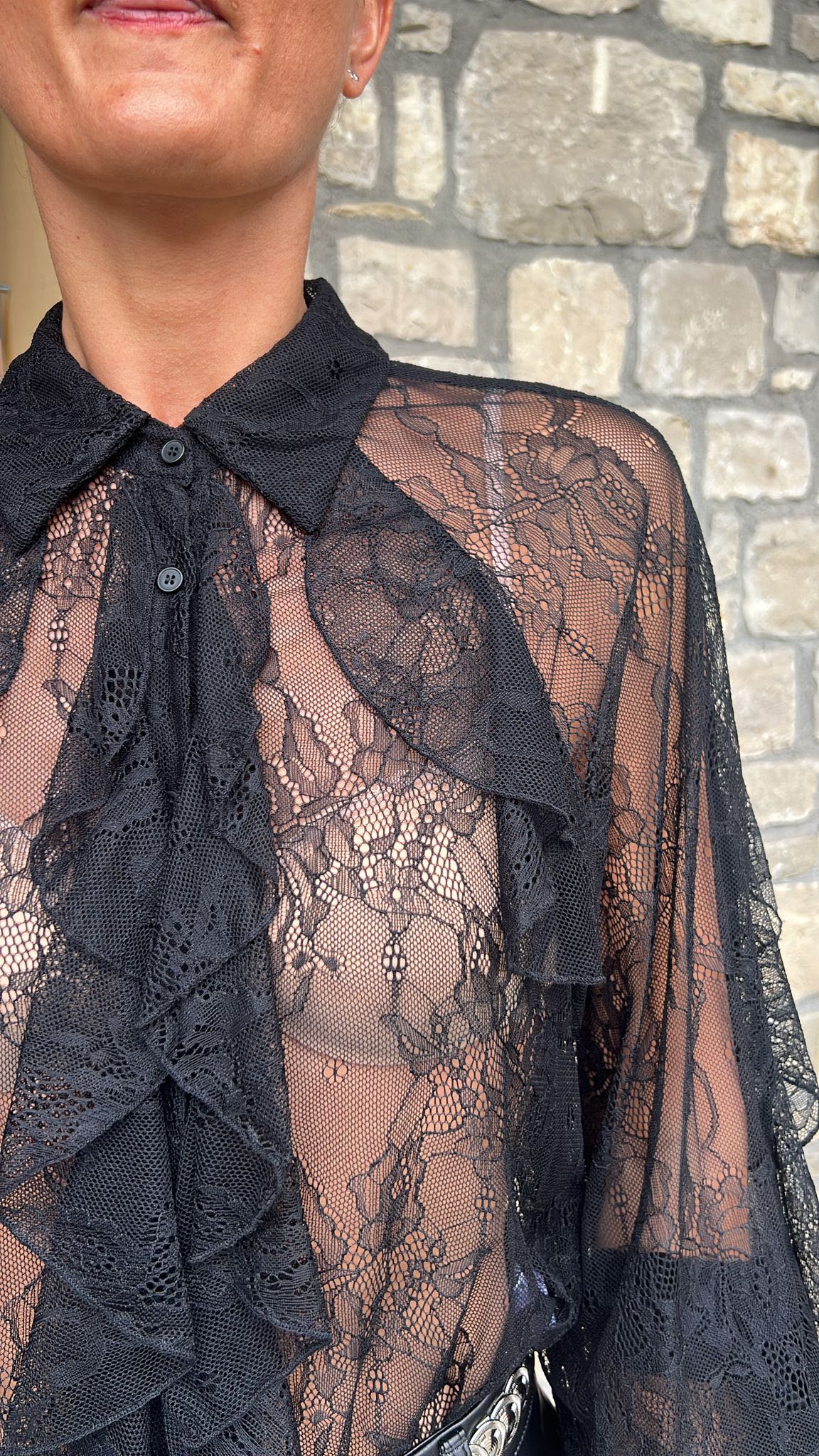 CAMICIA PIZZO NERA