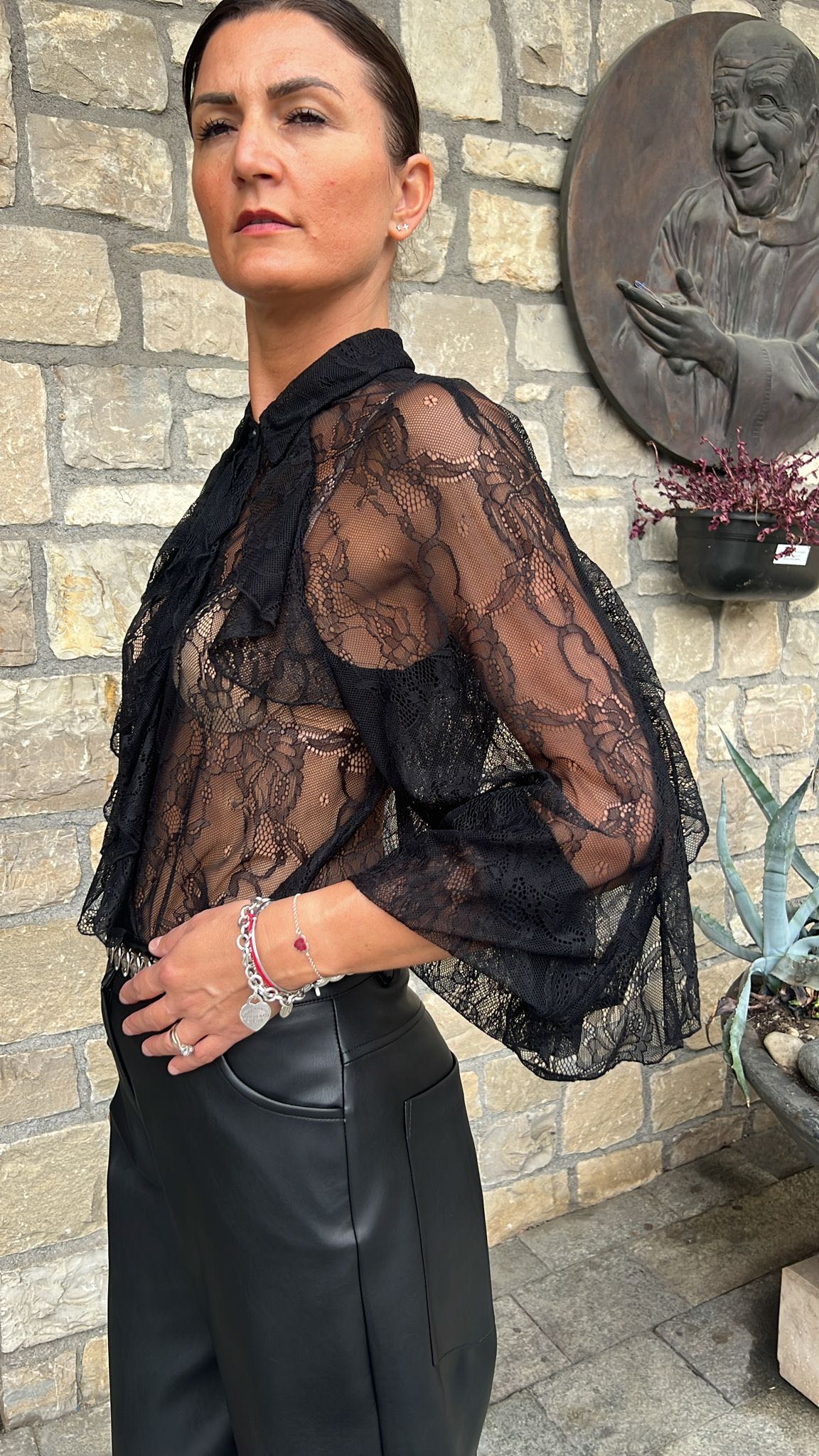 CAMICIA PIZZO NERA