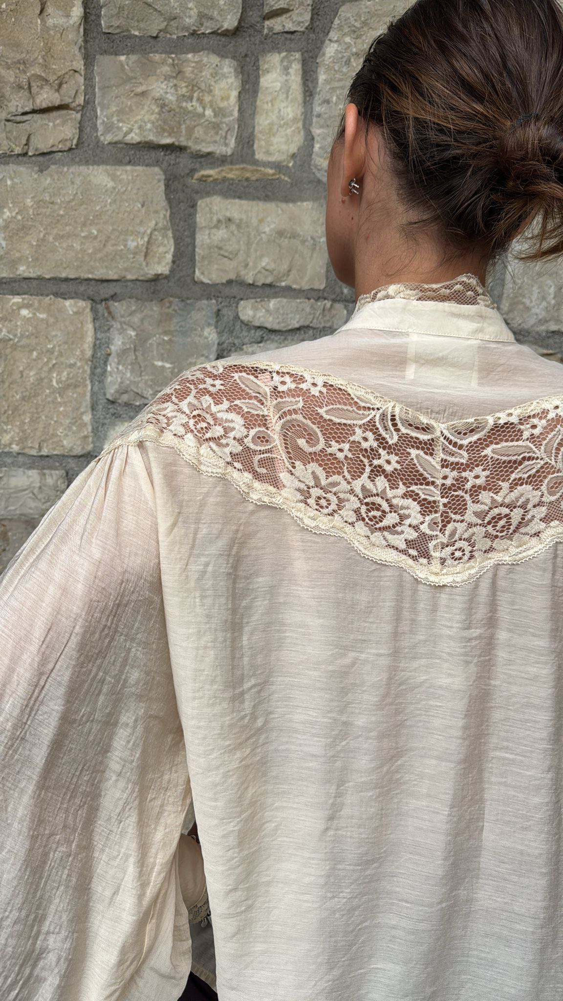 CAMICIA AMPIA PIZZO BURRO