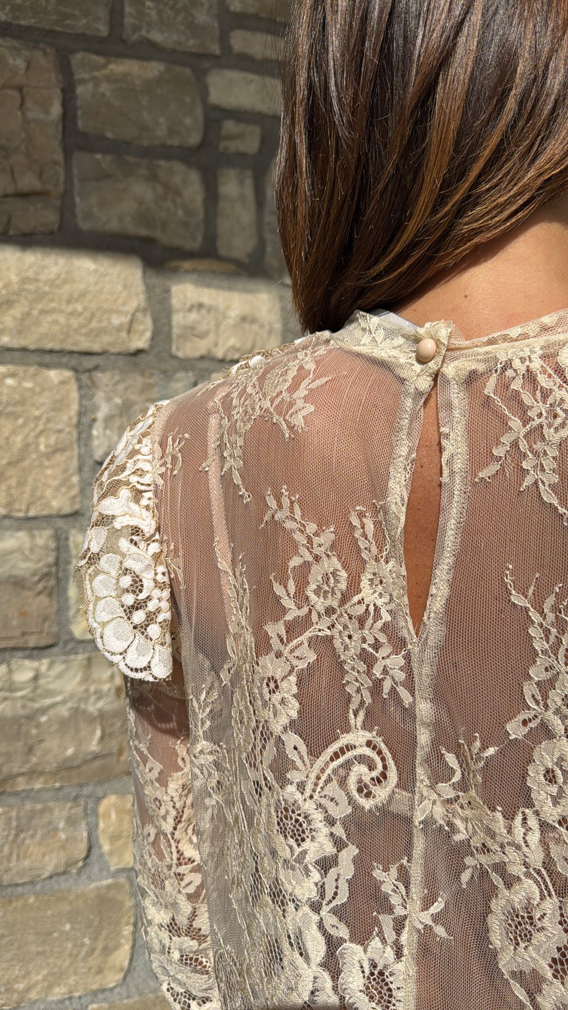 CAMICIA PIZZO CON COLLETTO BURRO