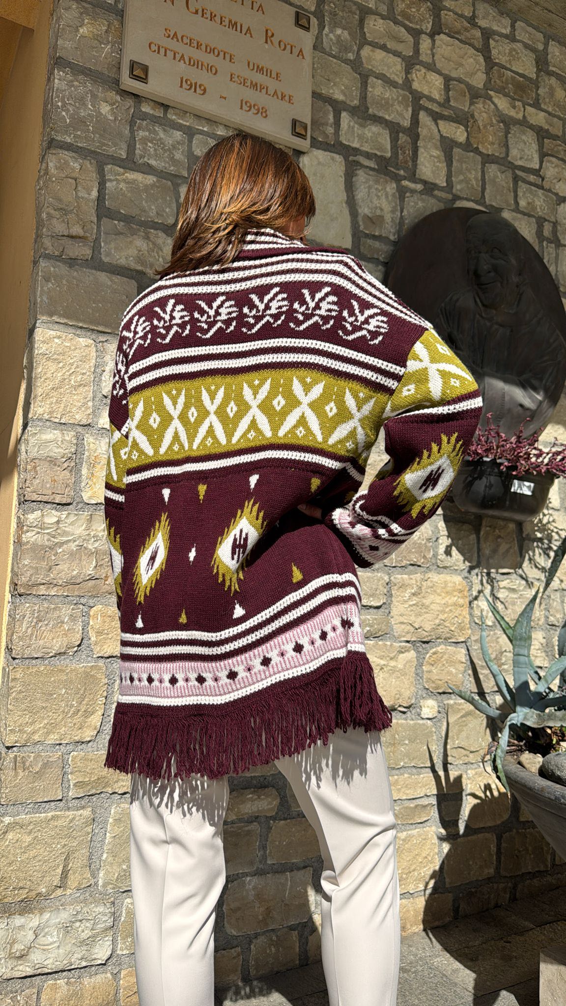 CAPPOTTO CARDIGAN IN MAGLIA BORDEAUX
