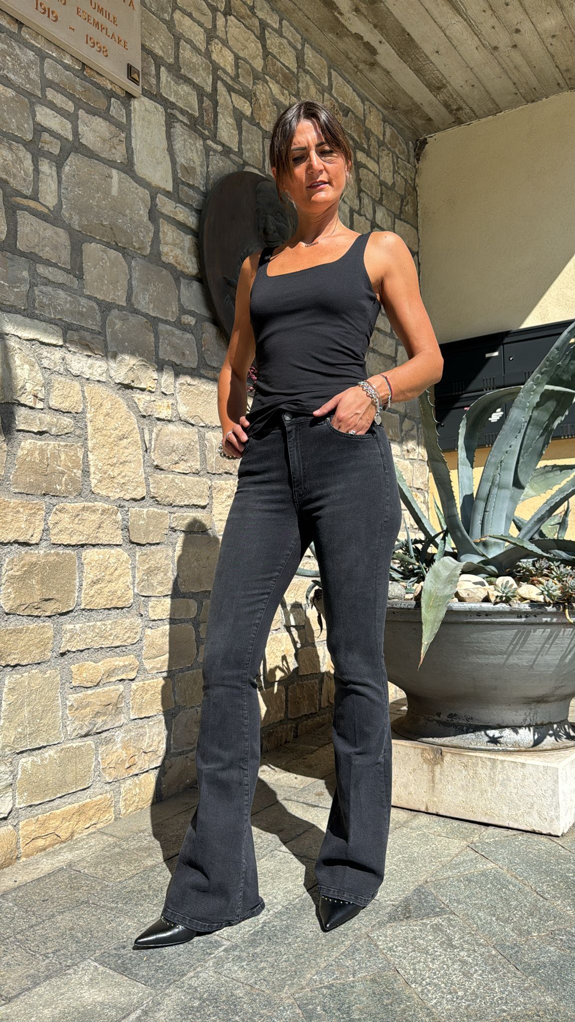 JEANS GISELE FLARE NERO
