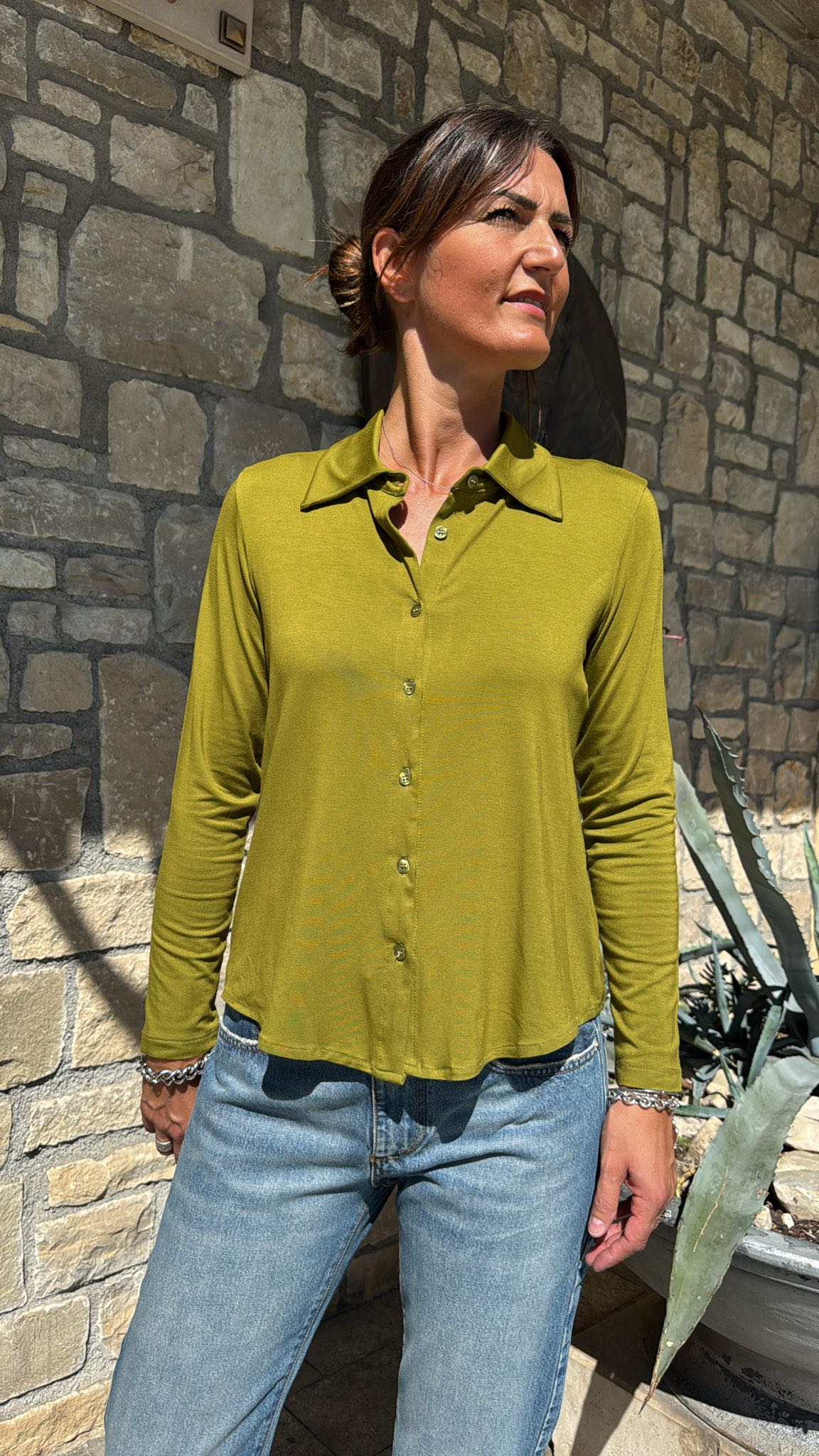 CAMICIA IN MAGLIA OLIO