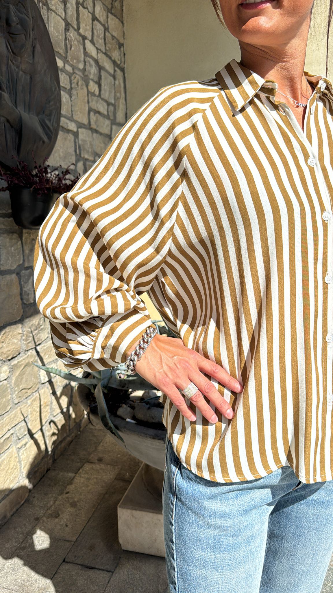 CAMICIA RIGATA SENAPE