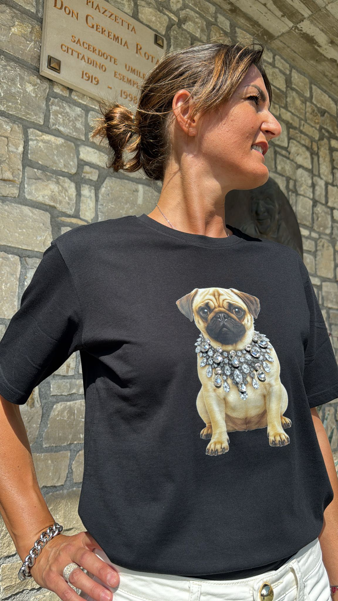 T-SHIRT CARLINO STRASS NERA