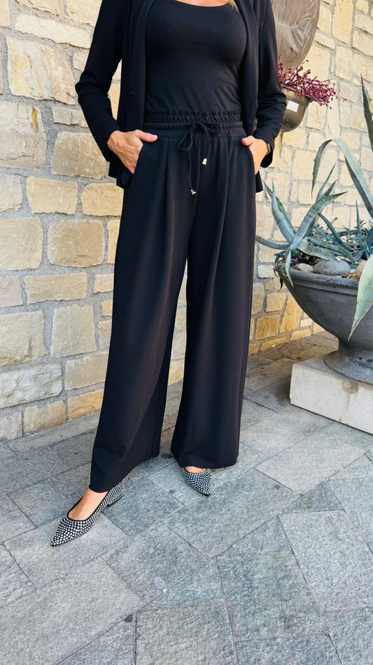 PANTALONE PALAZZO CREPE NERO