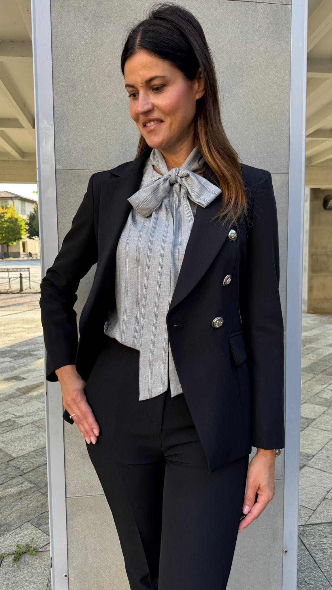 CAMICIA GESSATA FIOCCO GRIGIO CHIARO