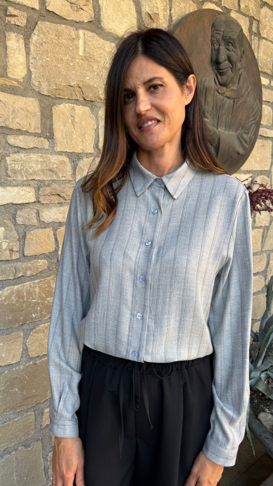 CAMICIA GESSATA GRIGIO CHIARO