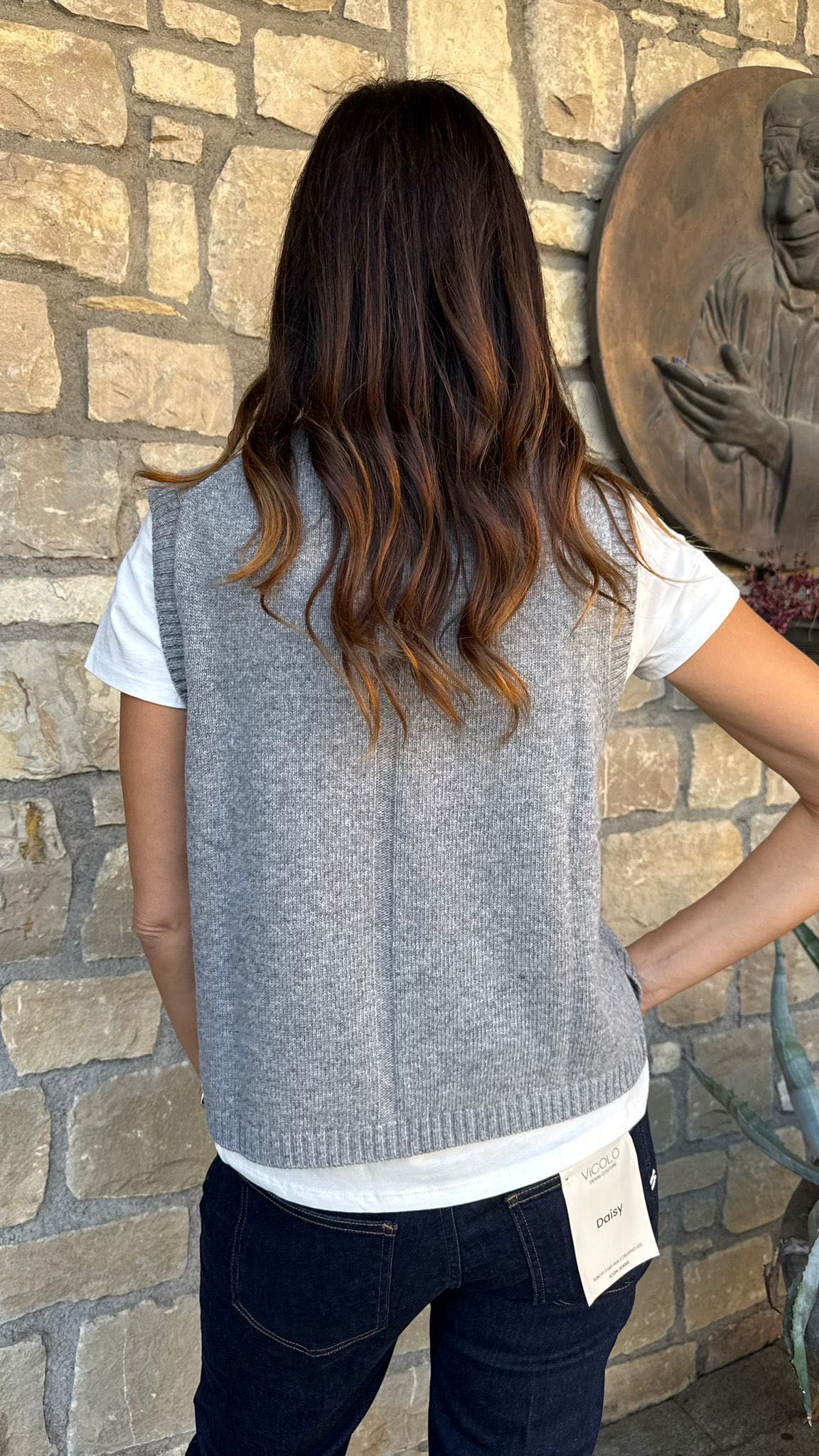 GILET IN MAGLIA RIGA GRIGIO