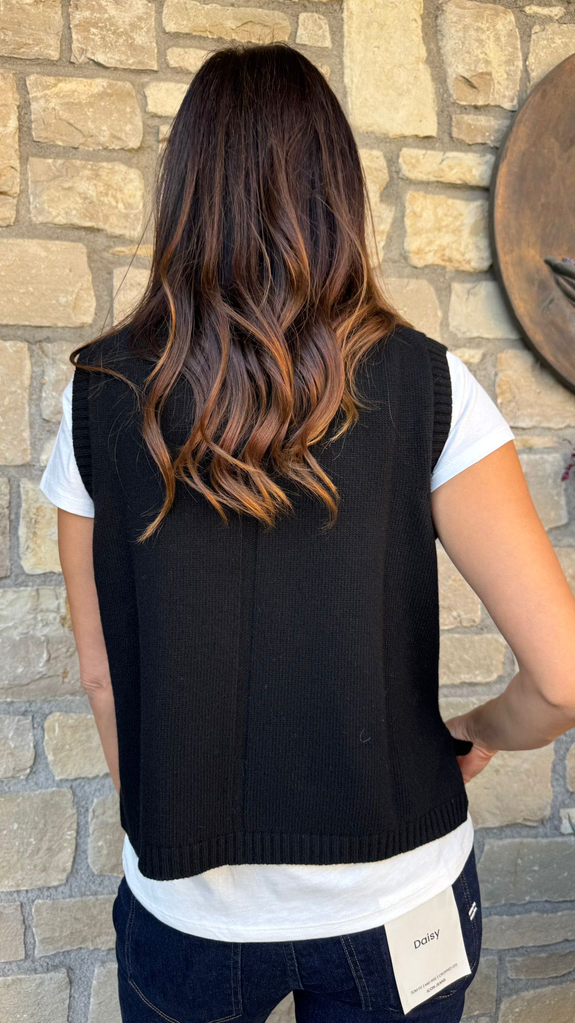 GILET IN MAGLIA RIGA NERO