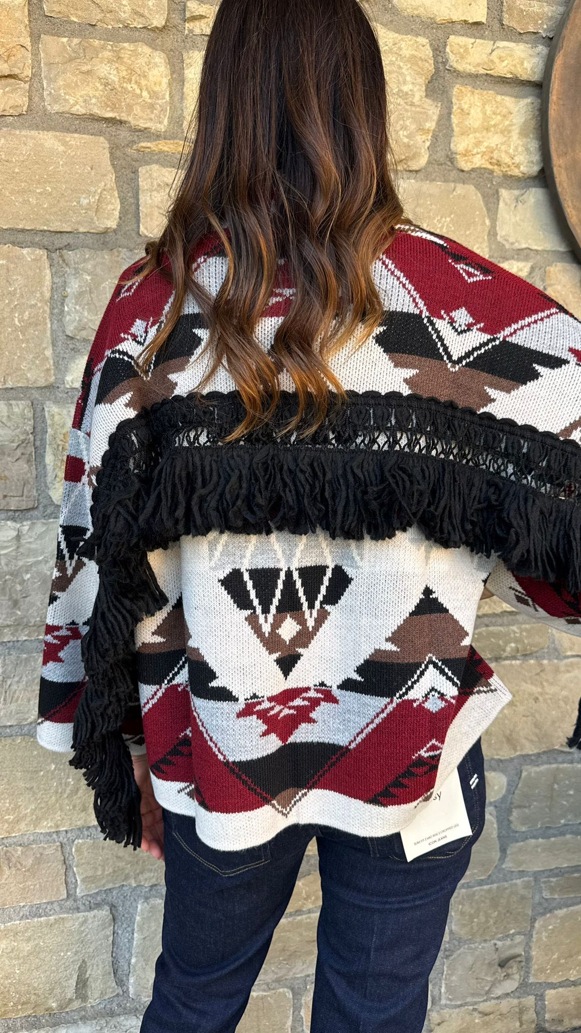 CARDIGAN FRANGE E PASSAMANERIA BORDEAUX