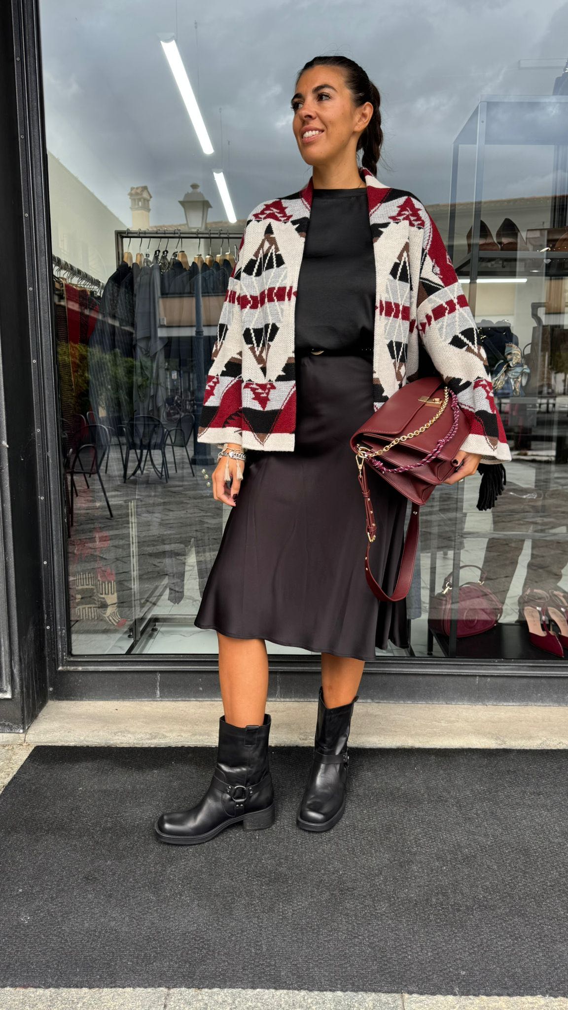 CARDIGAN FRANGE E PASSAMANERIA BORDEAUX