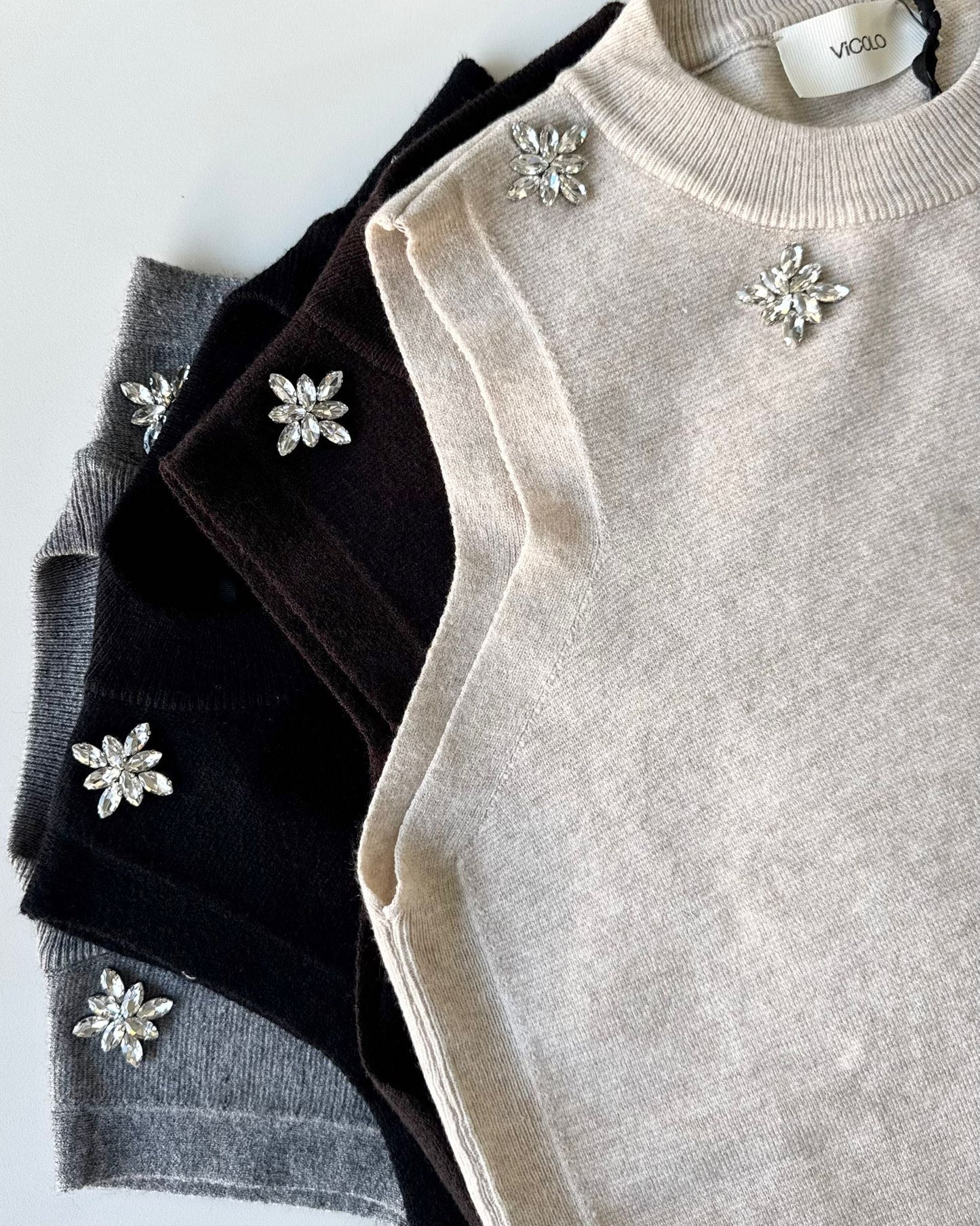 GILET CABOCHON CRISTALLO CIOCCOLATO
