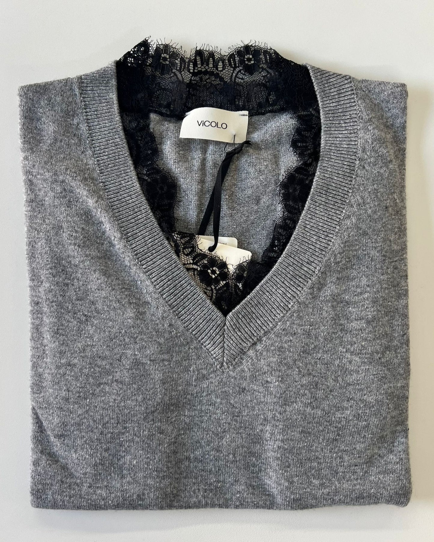 MAGLIONCINO SCOLLO V PIZZO GRIGIO