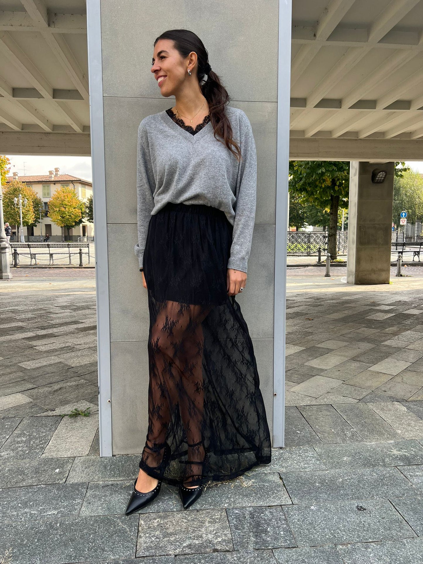 MAGLIONCINO SCOLLO V PIZZO GRIGIO
