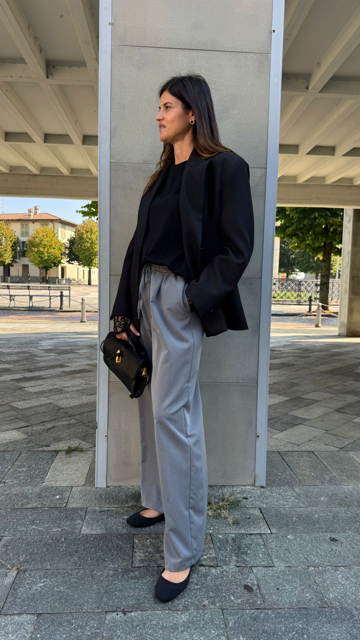 PANTALONE PALAZZO COULISSE PENCE GRIGIO