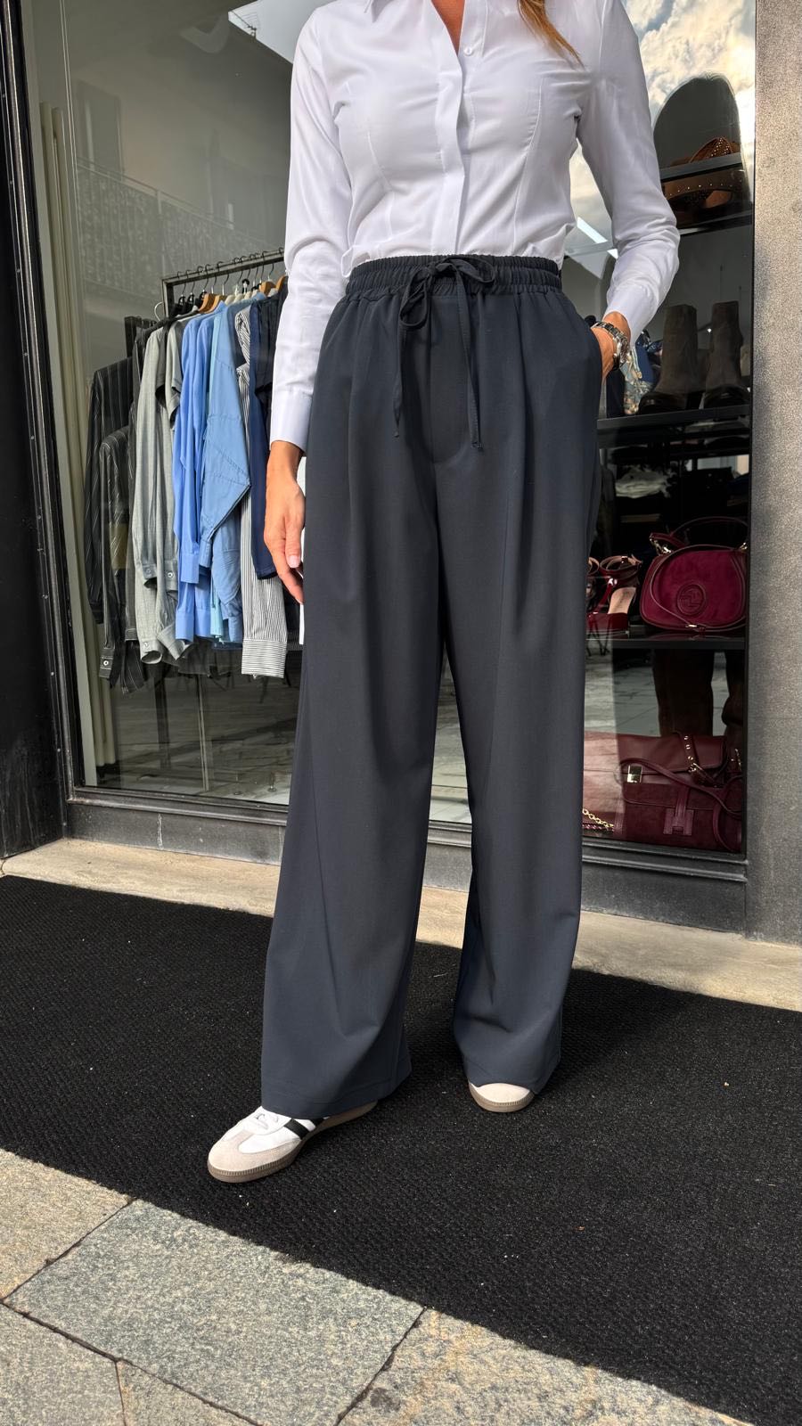 PANTALONE PALAZZO COULISSE PENCE BLU