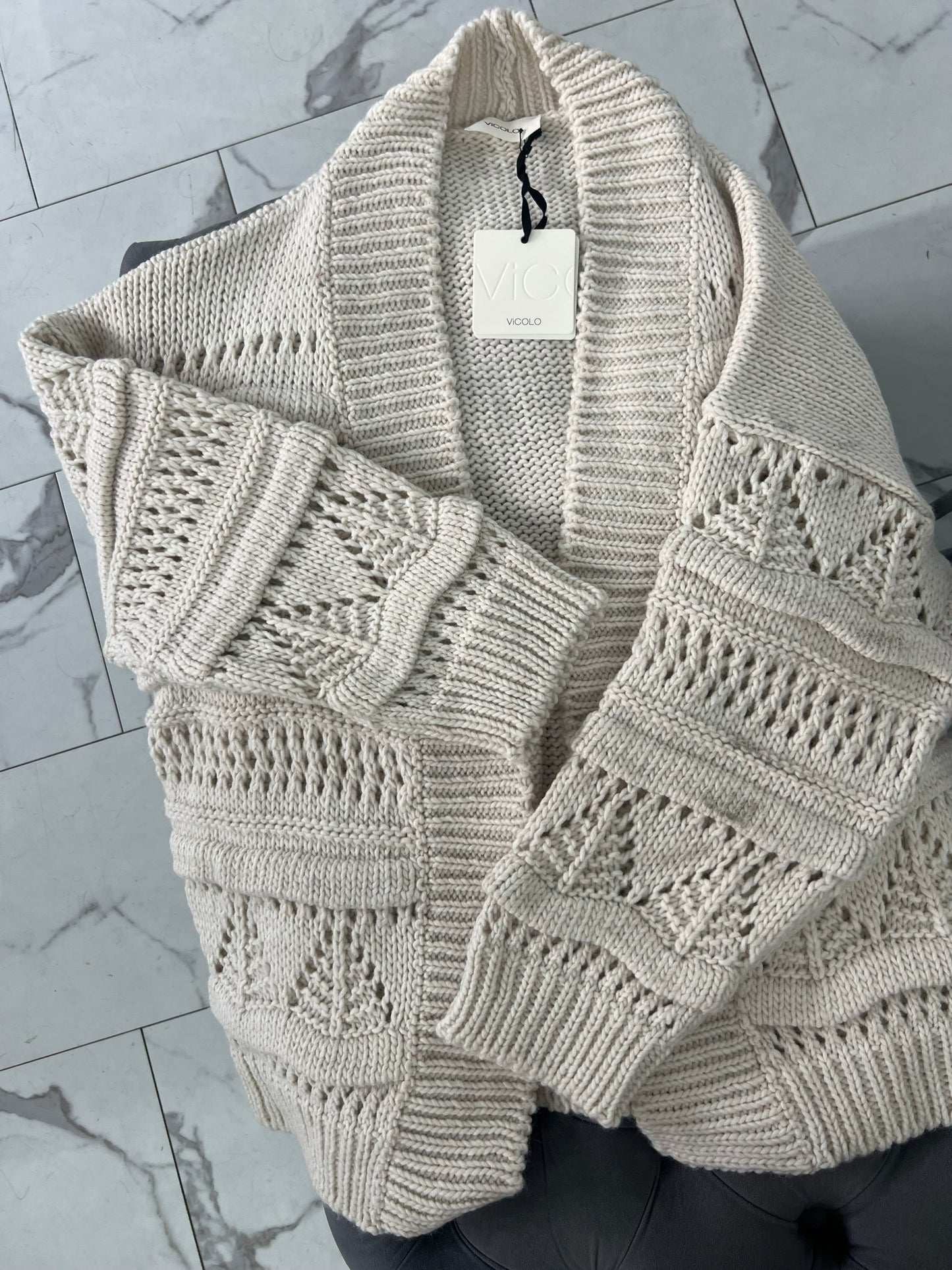 CARDIGAN APERTO TRAFORATO PANNA