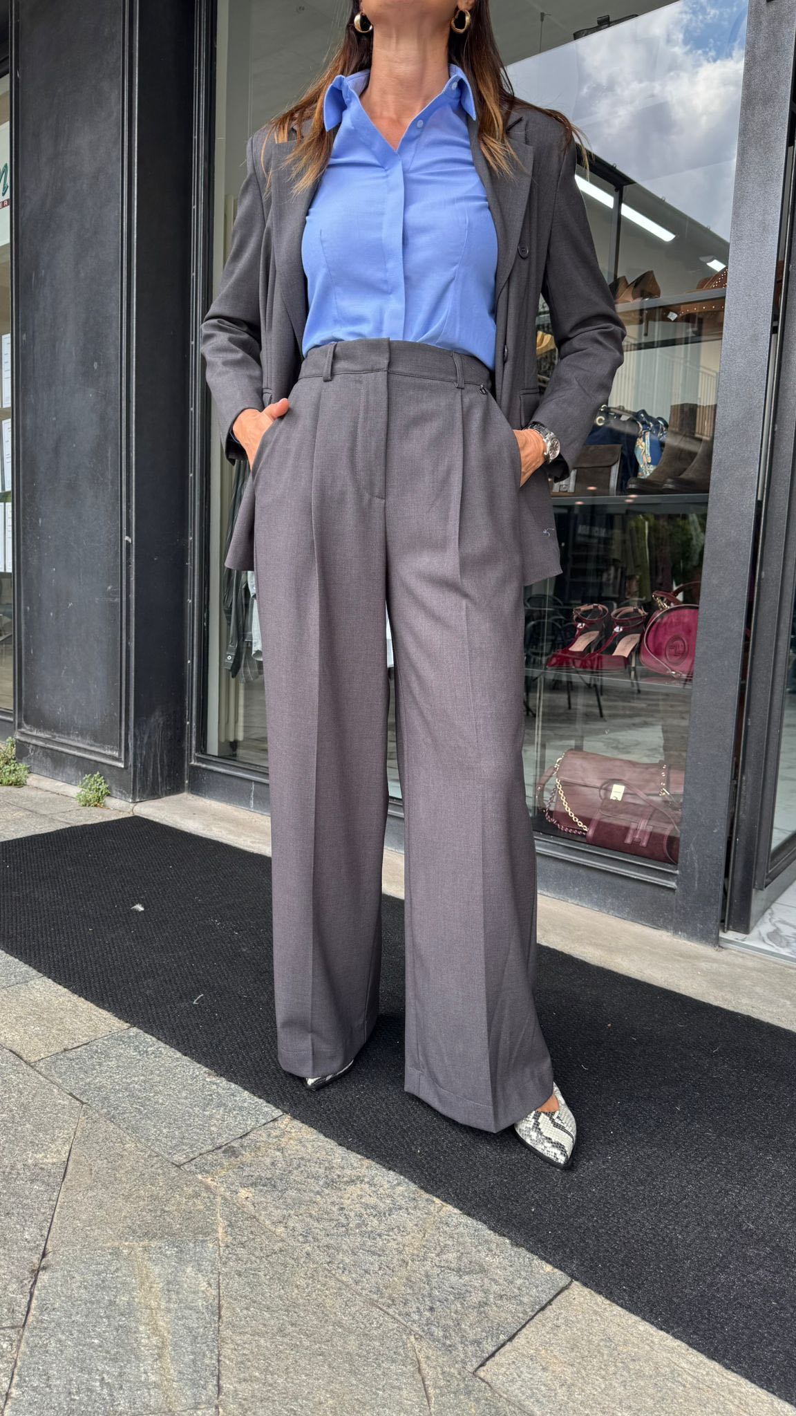 PANTALONE PALAZZO PENCE GRIGIO