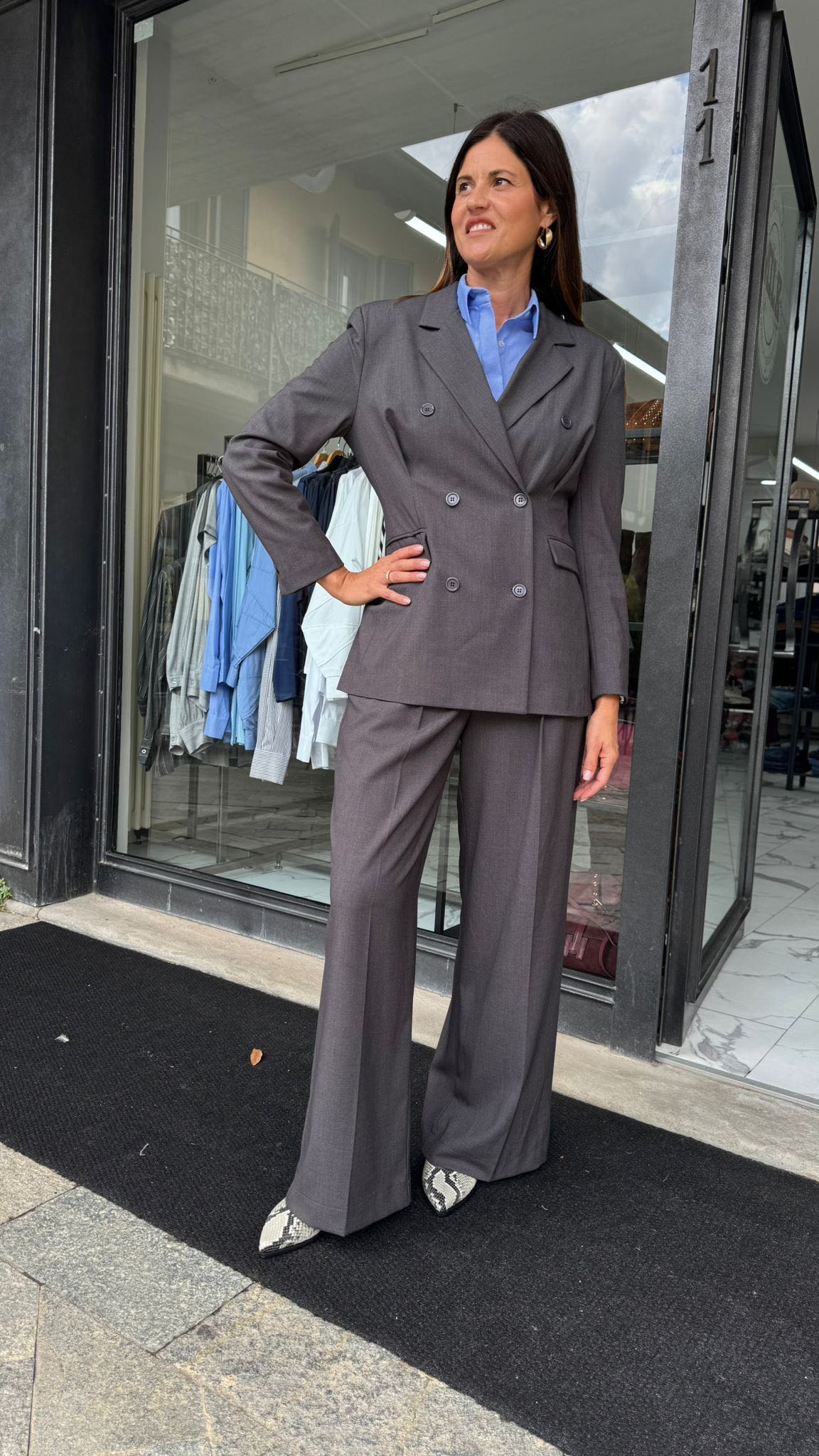 PANTALONE PALAZZO PENCE GRIGIO
