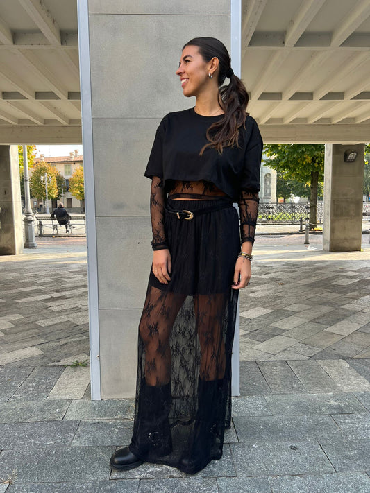 MAGLIA CROP PIZZO