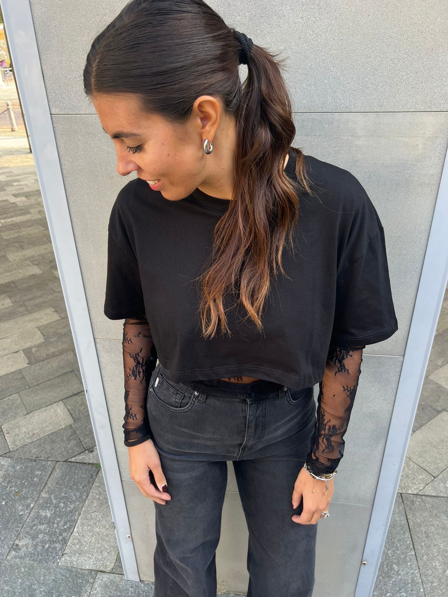 MAGLIA CROP PIZZO