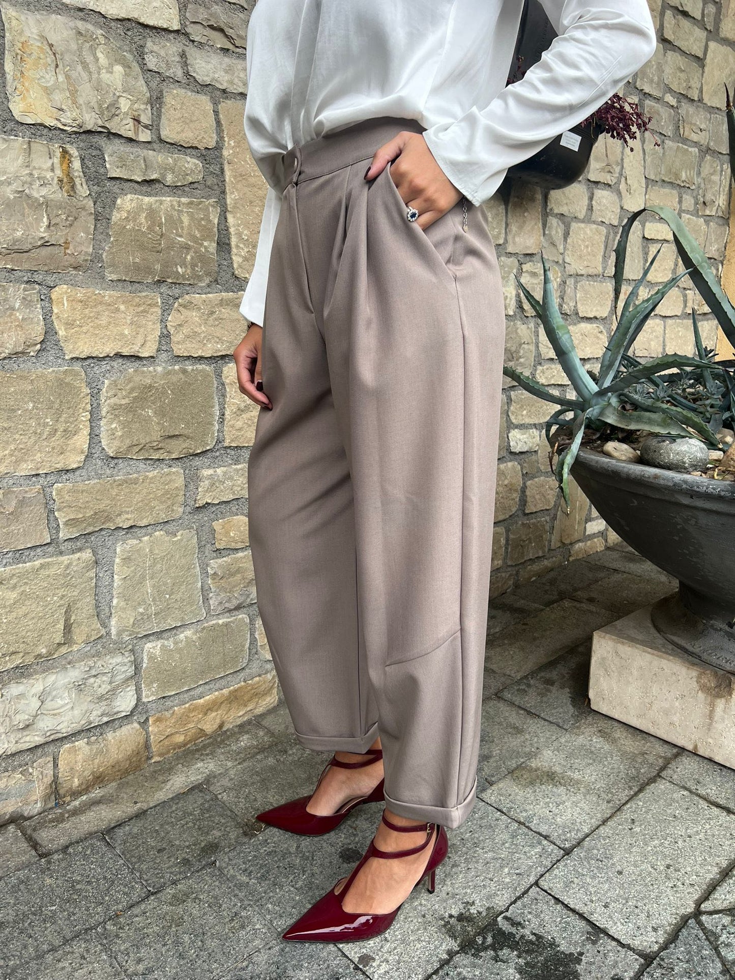 PANTALONE CARROT TORTORA