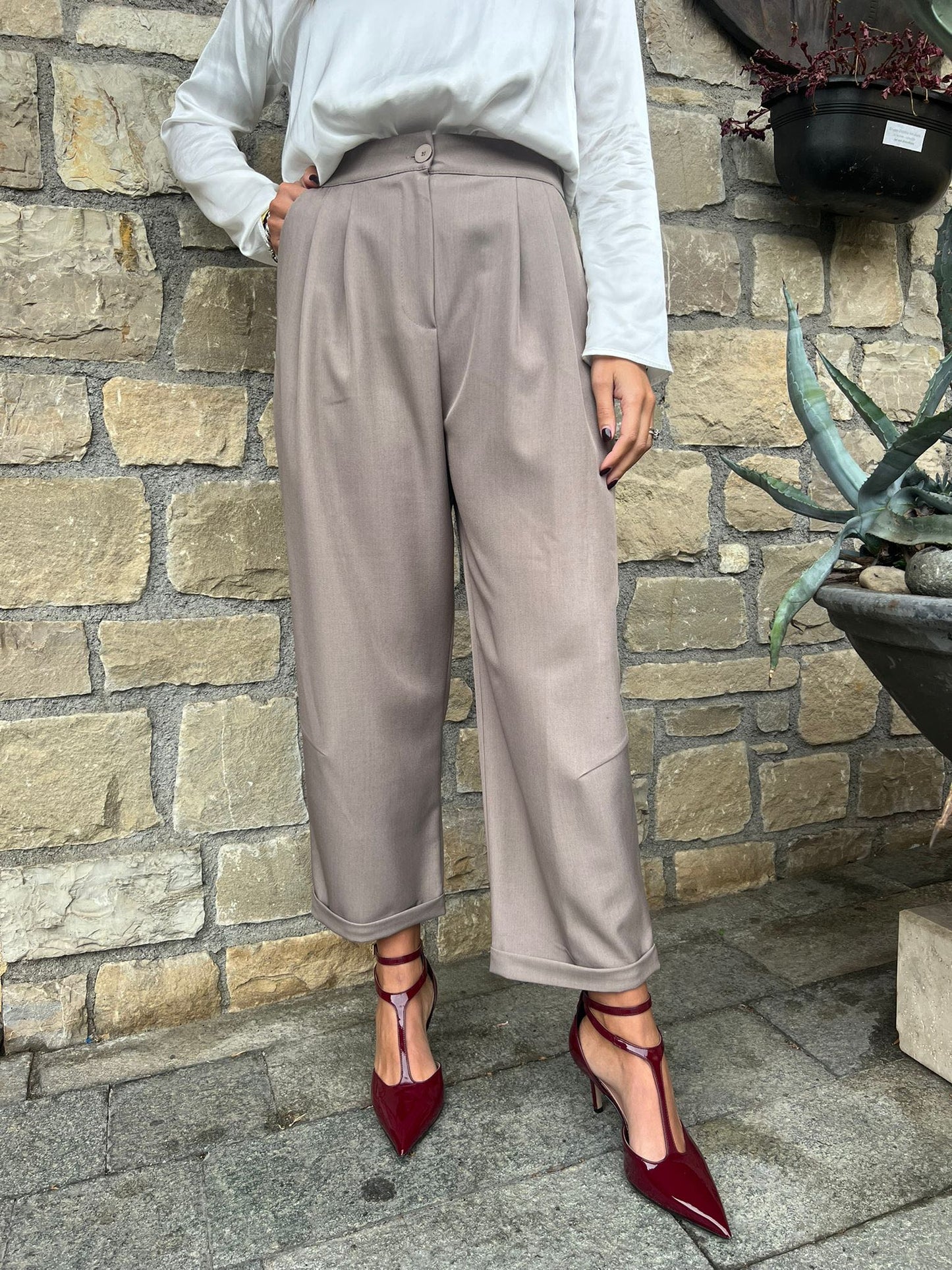 PANTALONE CARROT TORTORA