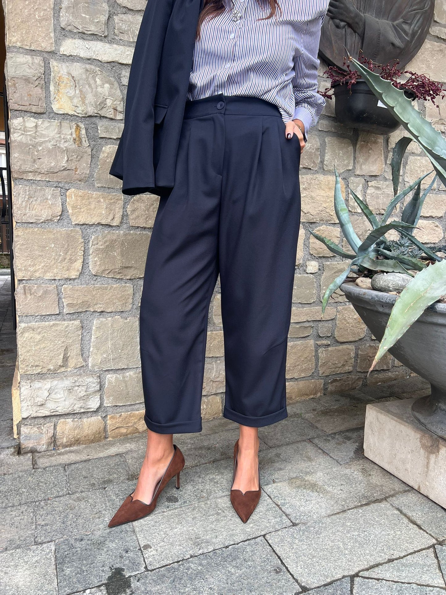 PANTALONE CARROT BLU