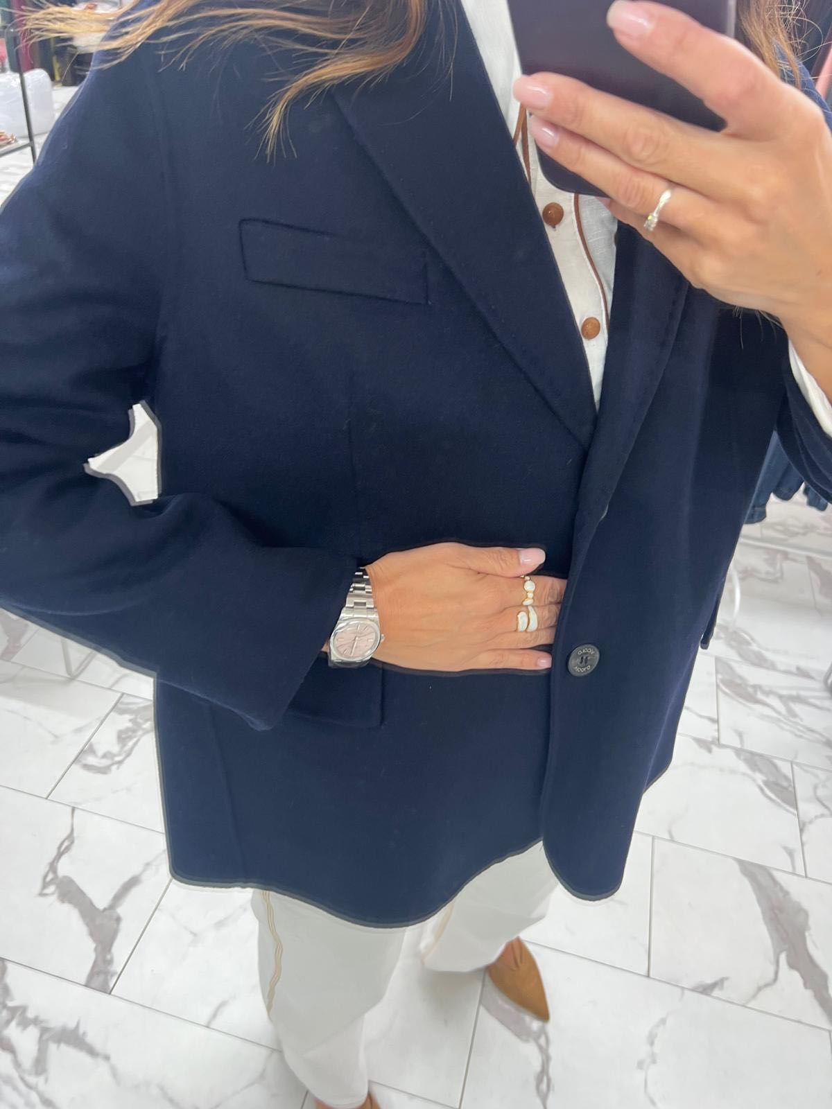 GIACCA OVER HAND MADE BLU