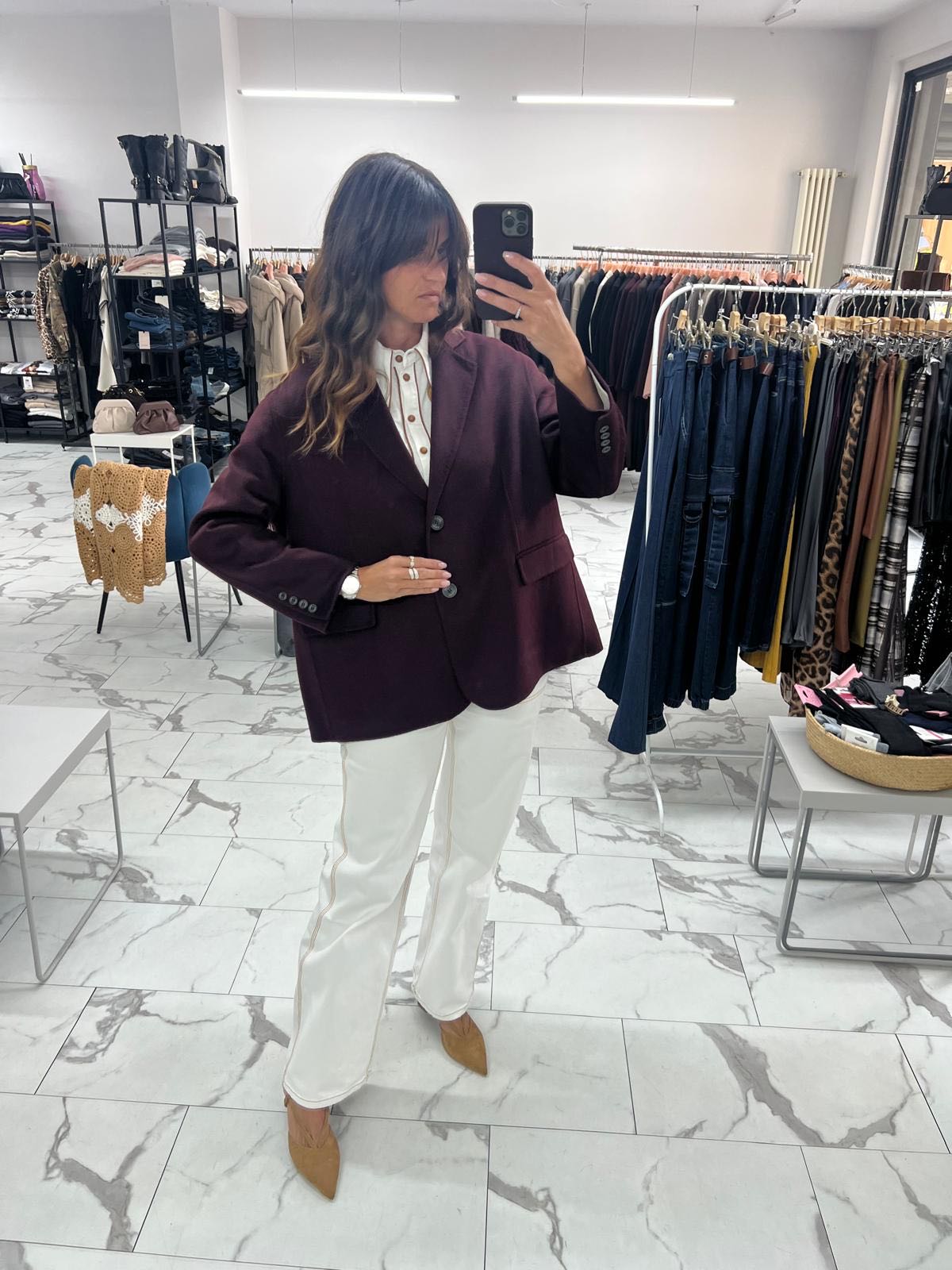 GIACCA OVER HAND MADE BORDEAUX