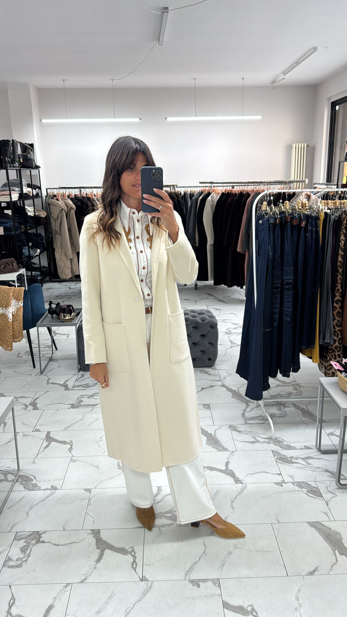 CAPPOTTO HAND MADE LUNGO MONOPETTO PANNA