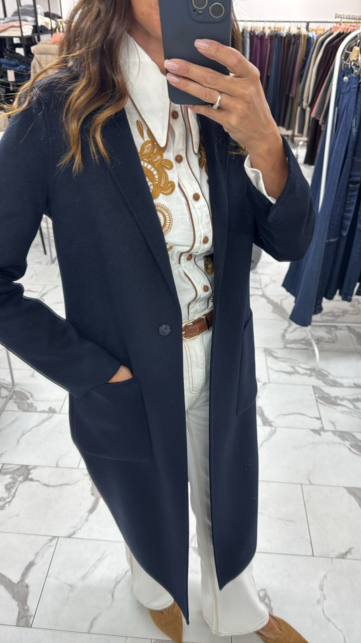 CAPPOTTO HAND MADE LUNGO MONOPETTO BLU