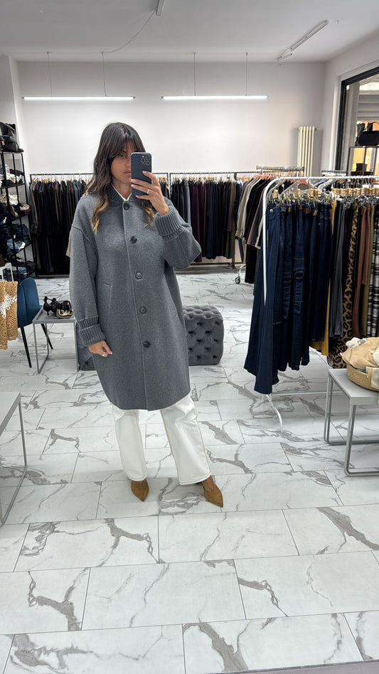 CAPPOTTO LUNGO CON POLSINI GRIGIO