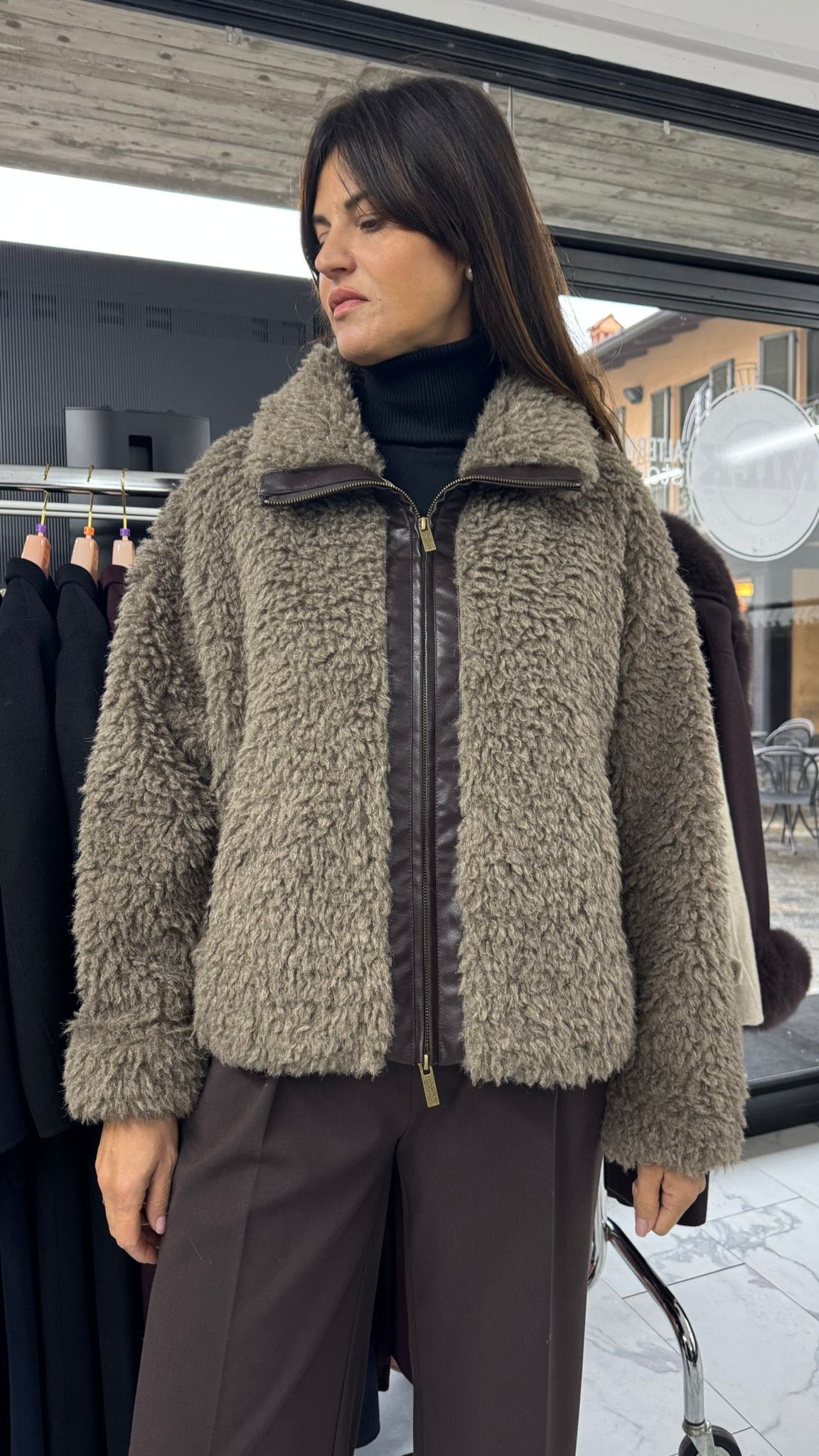 GIACCA ECOPELLICCIA ZIP TORTORA