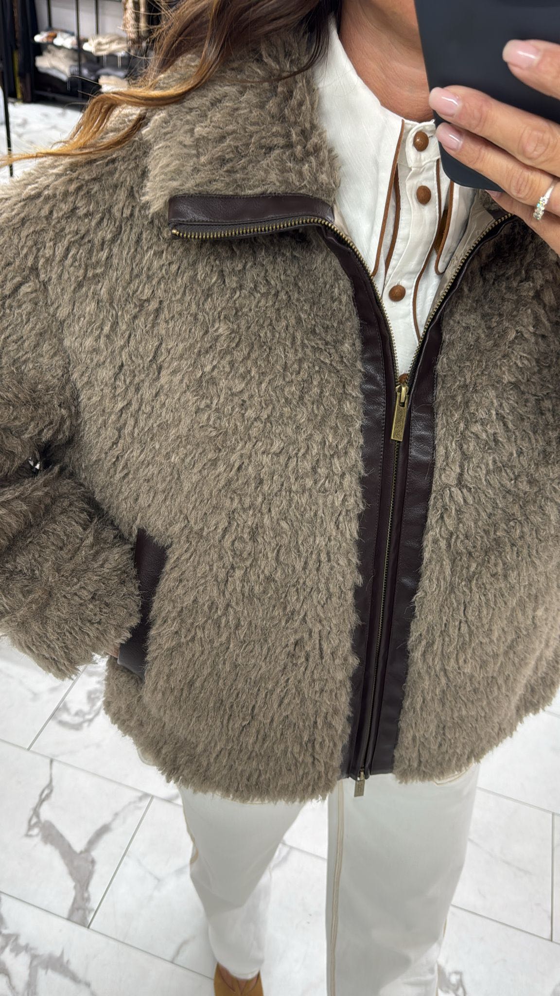 GIACCA ECOPELLICCIA ZIP TORTORA
