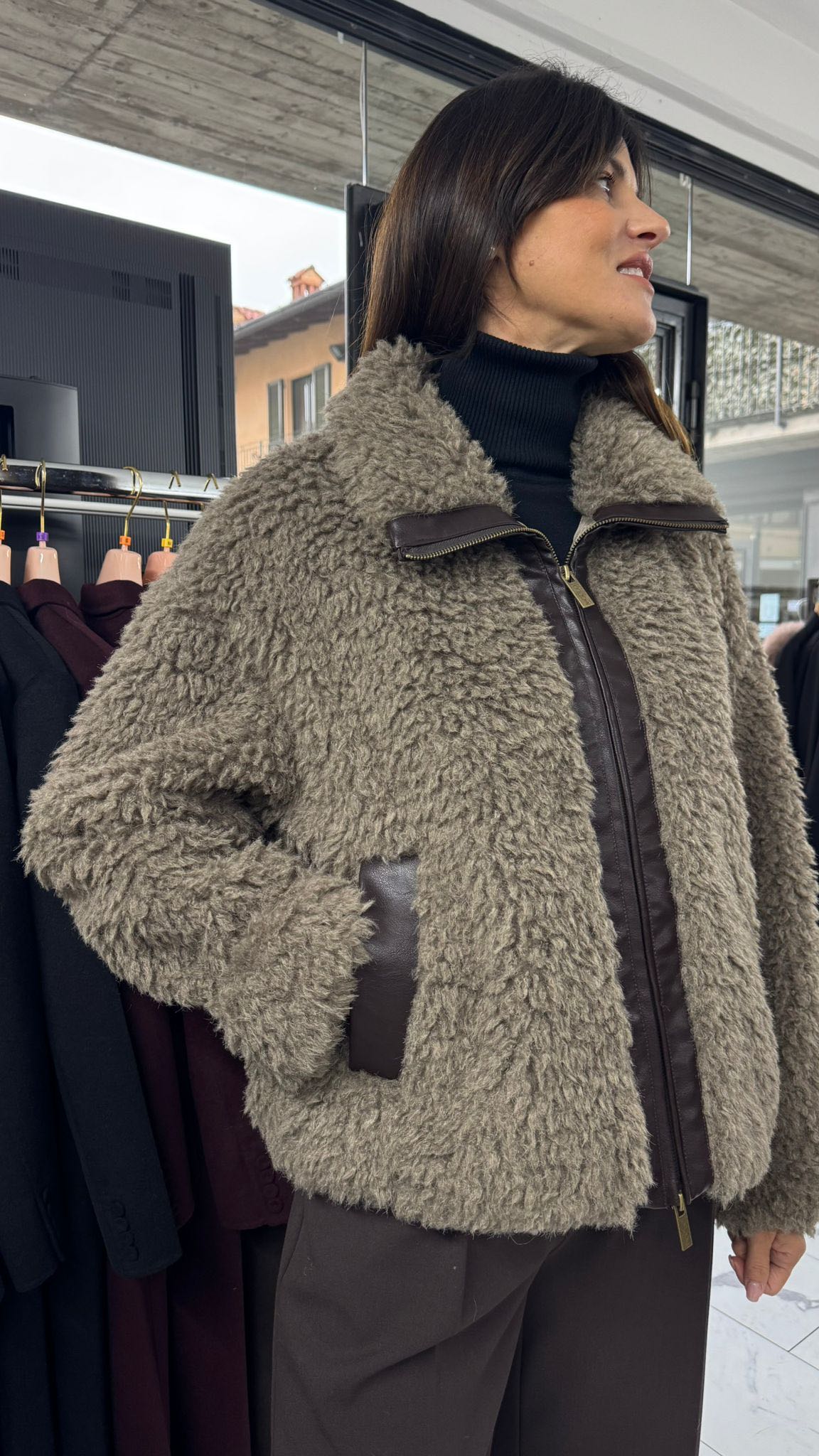GIACCA ECOPELLICCIA ZIP TORTORA