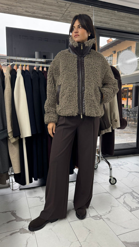 GIACCA ECOPELLICCIA ZIP TORTORA