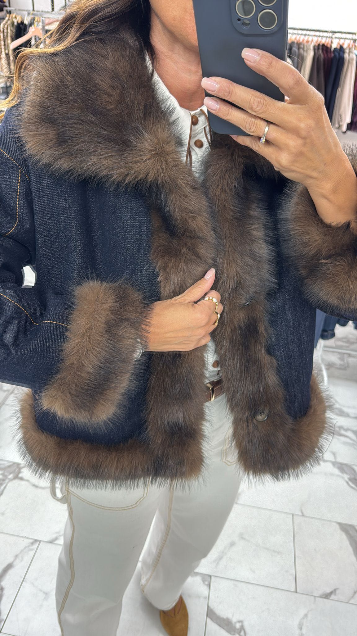 GIACCA ECO PELLICCIA REVERSIBILE IN DENIM