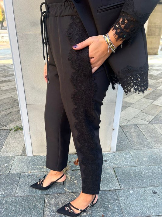 PANTALONE IRIS COULISSE PIZZO NERO