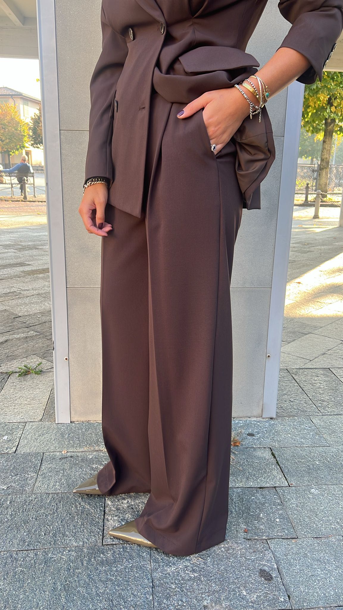 PANTALONE PALAZZO CIOCCOLATO PENCE ELASTICO