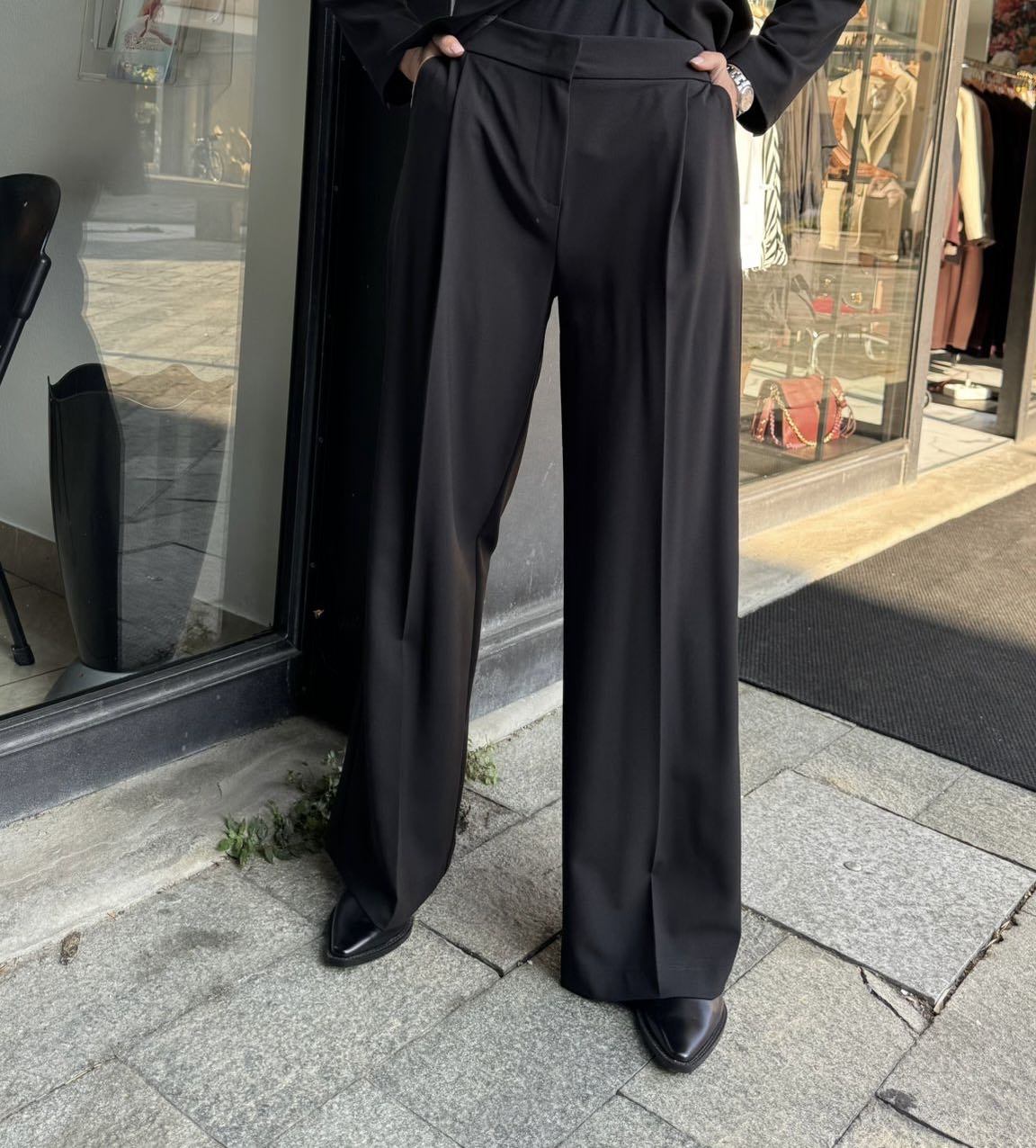 PANTALONE PALAZZO NERO PENCE ELASTICO