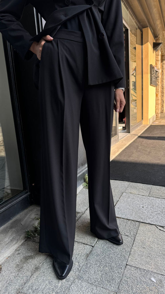 PANTALONE PALAZZO NERO PENCE ELASTICO